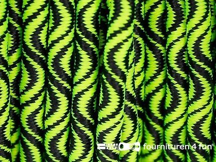 Elastisch koord 3mm zwart - neon geel golfjes