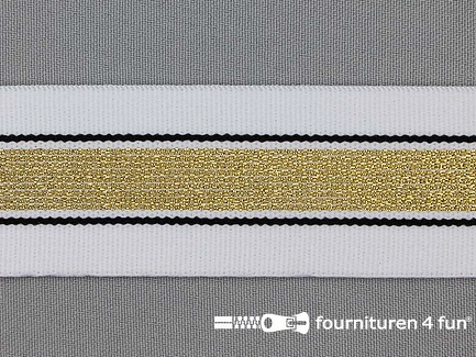 Elastiek met gouden streep wit - zwart 40mm
