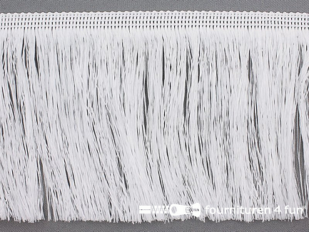 Kaart 25 meter viscose franje fijn 110mm wit