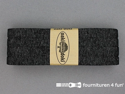 Oaki Doki Tricot biaisband - 20mm x 3 meter - donker grijs gemêleerd (068)