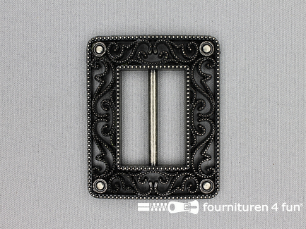 Steam punk gesp 40mm zwart - zilver