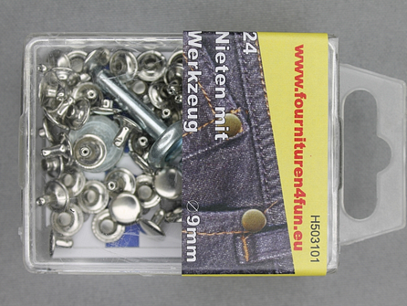 Siernieten 9mm zilver 24 stuks