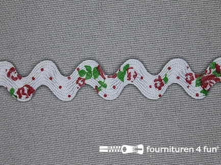 Zigzag band vintage roosmotief 13mm grijs