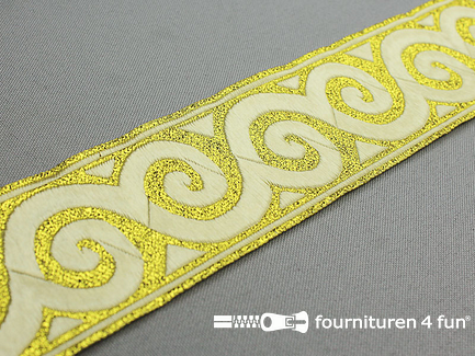 COUPON 2,8 meter Goud band 50mm grieks meanderpatroon