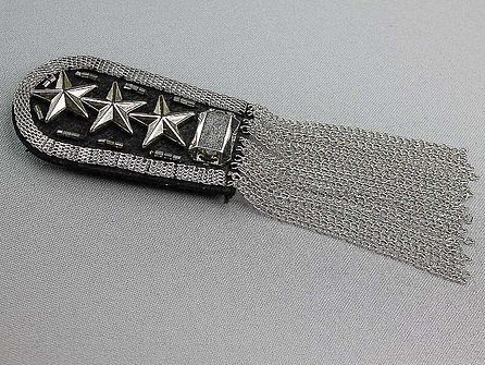 Steampunk schouder epaulet 80x42mm zilver 