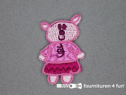 Kids applicatie 38x26mm beerin fuchsia roze