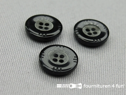 Kunststof design knoop - 15mm - zwart