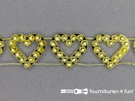 COUPON 2,9 meter Strass band 18mm hartjes goud