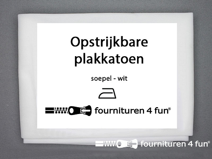 Opstrijkbare plakkatoen - 1 meter x 90cm - soepel - wit