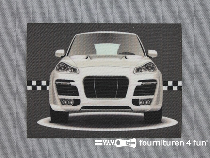 Applicatie 63x85mm rechthoek sport car zilver