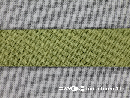 Rol 25 meter katoenen biasband 18mm leger groen