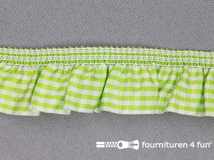 Elastisch ruche band 25mm ruitjes lime groen