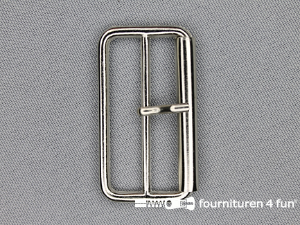Metalen rolgesp - 40mm - zilver - dubbel smal