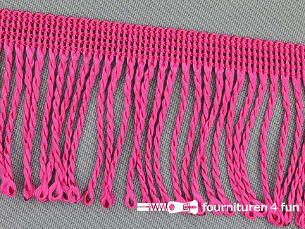 COUPON 12,5 meter Nylon franje - 60mm - fuchsia roze