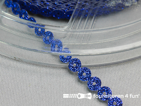 COUPON 12 meter opstrijkbaar glitterband - 7mm - kobalt blauw