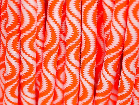 Elastisch koord 3mm wit - neon oranje golfjes