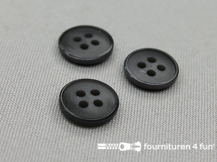 Kunststof design knoop - 15mm - antraciet zwart