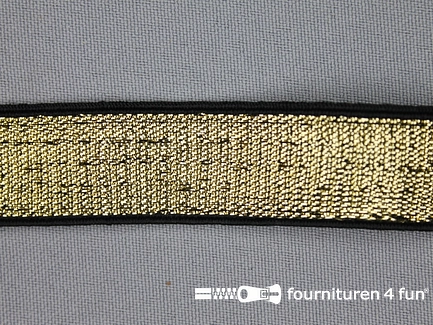 Gekleurd elastiek 20mm goud - zwarte rand