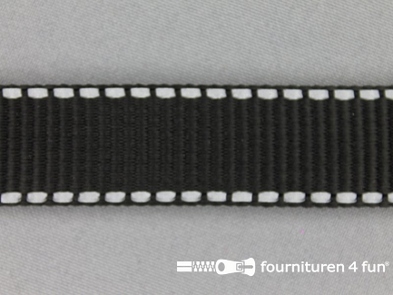 Rol 50 meter geweven halsband - reflectie / buitenkant - 25mm - zwart