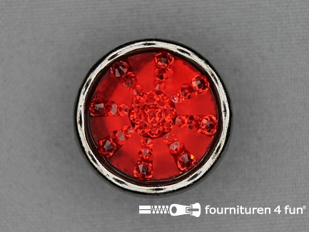 Strass knoop - 30mm - zwart zilver - rood