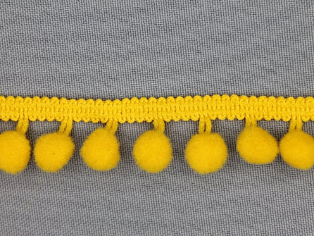 Kaart 25 meter bolletjesband 18mm mais geel