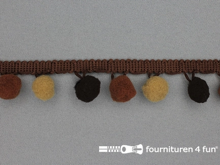 Bolletjesband 30mm multicolor bruin