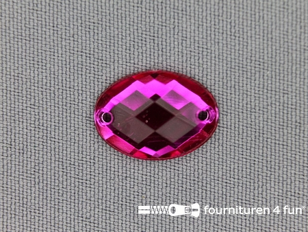10 stuks Strass stenen ovaal 18x13mm fuchsia roze