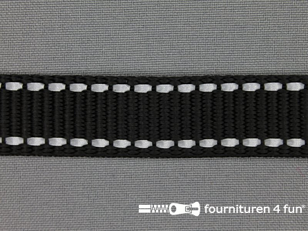 Rol 50 meter geweven halsband reflectie buitenkant 20mm zwart