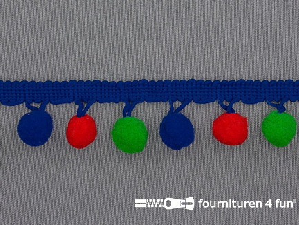 Bolletjesband 30mm multicolor rood - groen - blauw