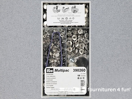 Prym drukknopen anorak 15mm - Multipac 100 stuks - zilver - 390260