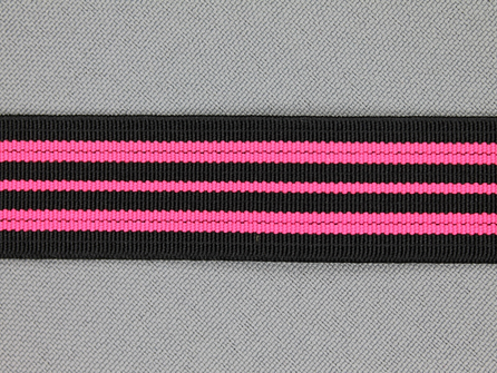 Gekleurd elastiek 20mm zwart - neon roze