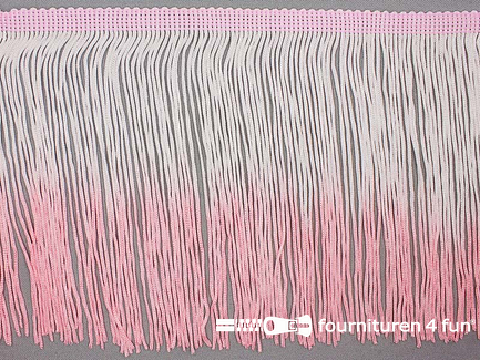 10 meter Two tone color charleston franje 150mm licht roze - baby roze