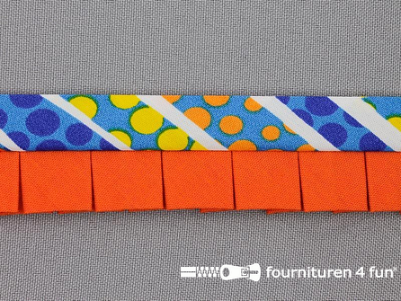 Retro plissé biasband 30mm multicolor - oranje
