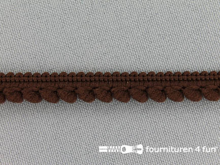 COUPON 21,85 meter (2 stukken, 8,85 + 13 meter) Bolletjesband - 10mm - donker bruin