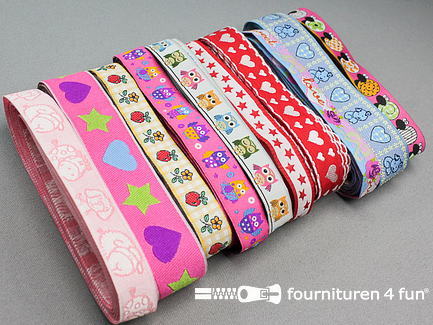Set deco lint - 10 x 2 meter - kinderbandjes - verschillende kleuren en motieven