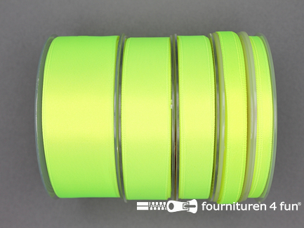 Rol 25 meter satijn lint 38mm neon geel