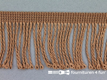 Kaart 25 meter nylon franje - 60mm - cacao bruin