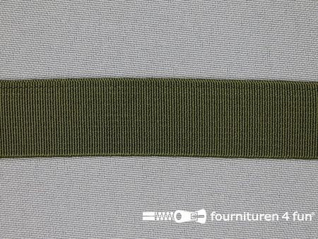 Rol 25 meter gekleurd soepel elastiek - 20mm - legergroen