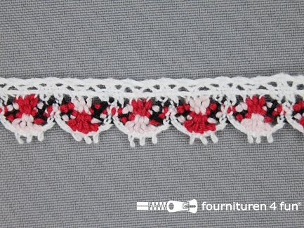Kloskant 16mm wit - rood - zwart