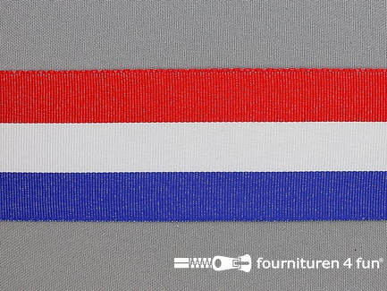 COUPON 9,5 meter (in meerdere losse stukken) Deco lint - 38mm - rood-wit-blauw