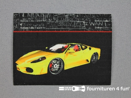 Applicatie 63x85mm rechthoek sport car geel