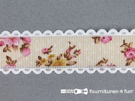 Vintage lint 25mm multicolor zalm roze