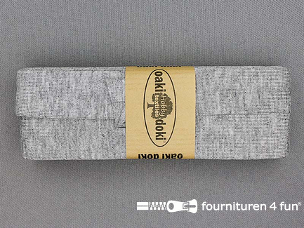 Oaki Doki Tricot biaisband - 20mm x 3 meter - licht grijs gemêleerd (065)
