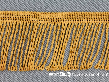 Kaart 25 meter nylon franje - 60mm - oker goud