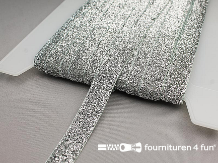 Kaart 27 meter fluweel lint 15mm zilver