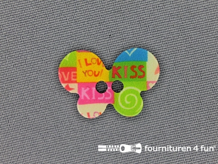 Fantasie knoop 23mmx20mm vlinder - Kiss love