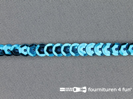 Rol 50 meter pailletten band 6mm glitter aqua blauw