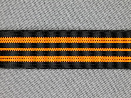 Gekleurd elastiek 20mm zwart - neon oranje