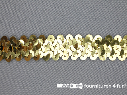 COUPON 4,25 meter Elastische pailletten band 20mm goud