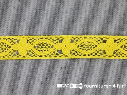 COUPON 8,7 meter (2 stukken, 7,3 + 1,4 meter) Ibiza broderie 13mm geel